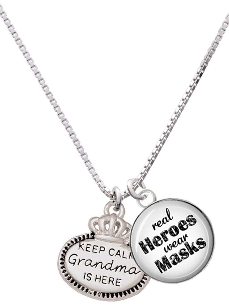 Keep Calm Grandma is Here Custom Engraved Delicate Bar Necklace 