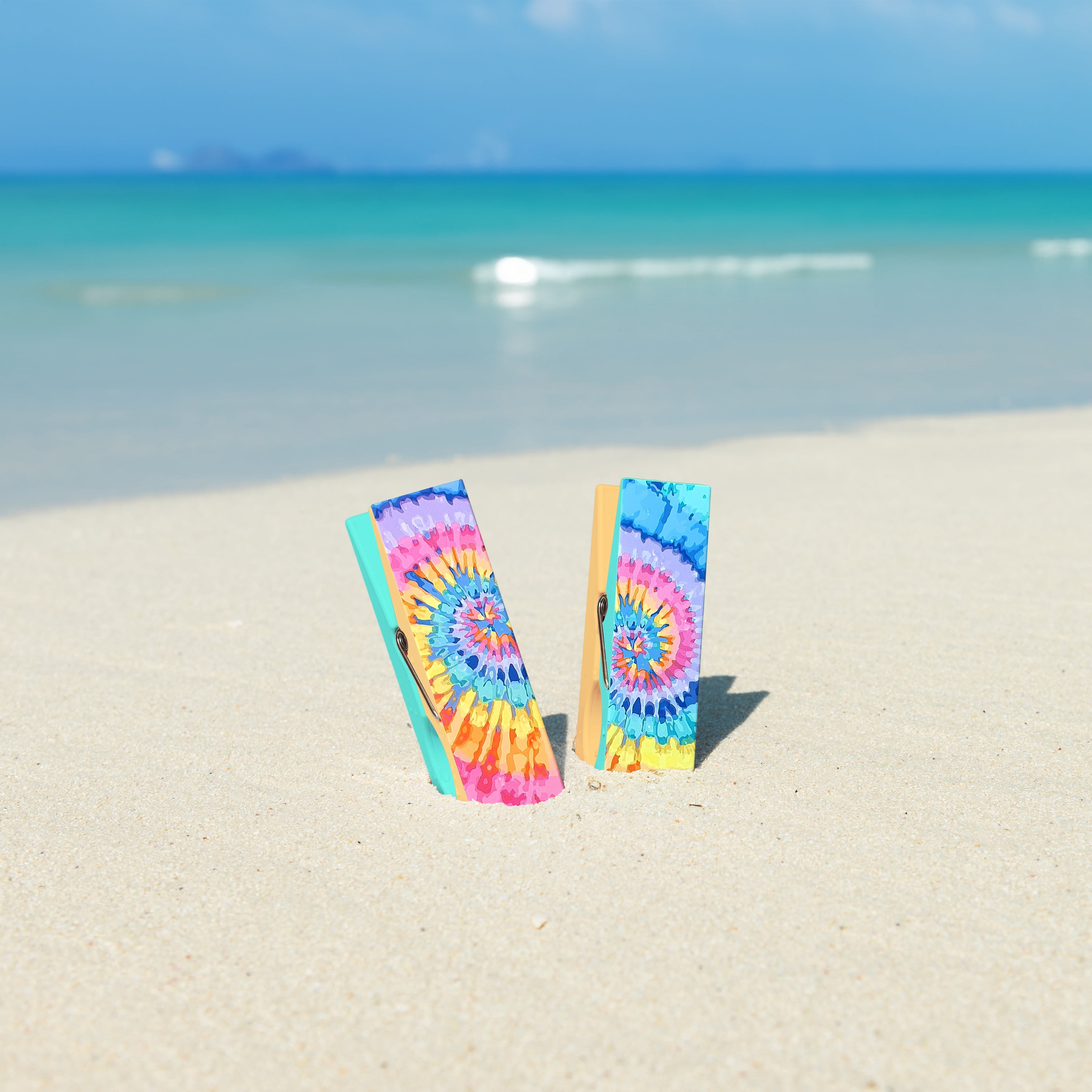 Mainstays Beach & Pool Towel Clips, Tie Dye, 2 Count