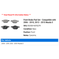 thumbnail image 2 of Front Brake Pad Set - Compatible with 2006 - 2010, 2012 - 2015 Mazda 5 2007 2008 2009 2013 2014, 2 of 2