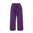 thumbnail image 3 of JJHGVB capris pants Casual Loose Pants Knee Length Capri Pants mid-calf length Slacks Lounge Slacks Cropped Pant women's capris pantalones capri capri lounge pants Drawstring Pants Purple 2XL, 3 of 8