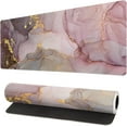 thumbnail image 1 of Rose Gold Marble Mouse Pad Abstract Pink Desk Mat 31.5x11.8 Inch Marbled Texture Non-Slip Rubber Base Mice Pad Extended Large Mouse Mat Desk Pad Stitched Edges Keyboard Mouse Mat Desk Pad, 1 of 5