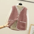 thumbnail image 2 of Juebong Sherpa Vest Women Fleece Fuzzy Button Down Sleeveless Crop Jacket Winter Comfy Plus Size Coat Outerwear with Pockets Red,XXXL, 2 of 6