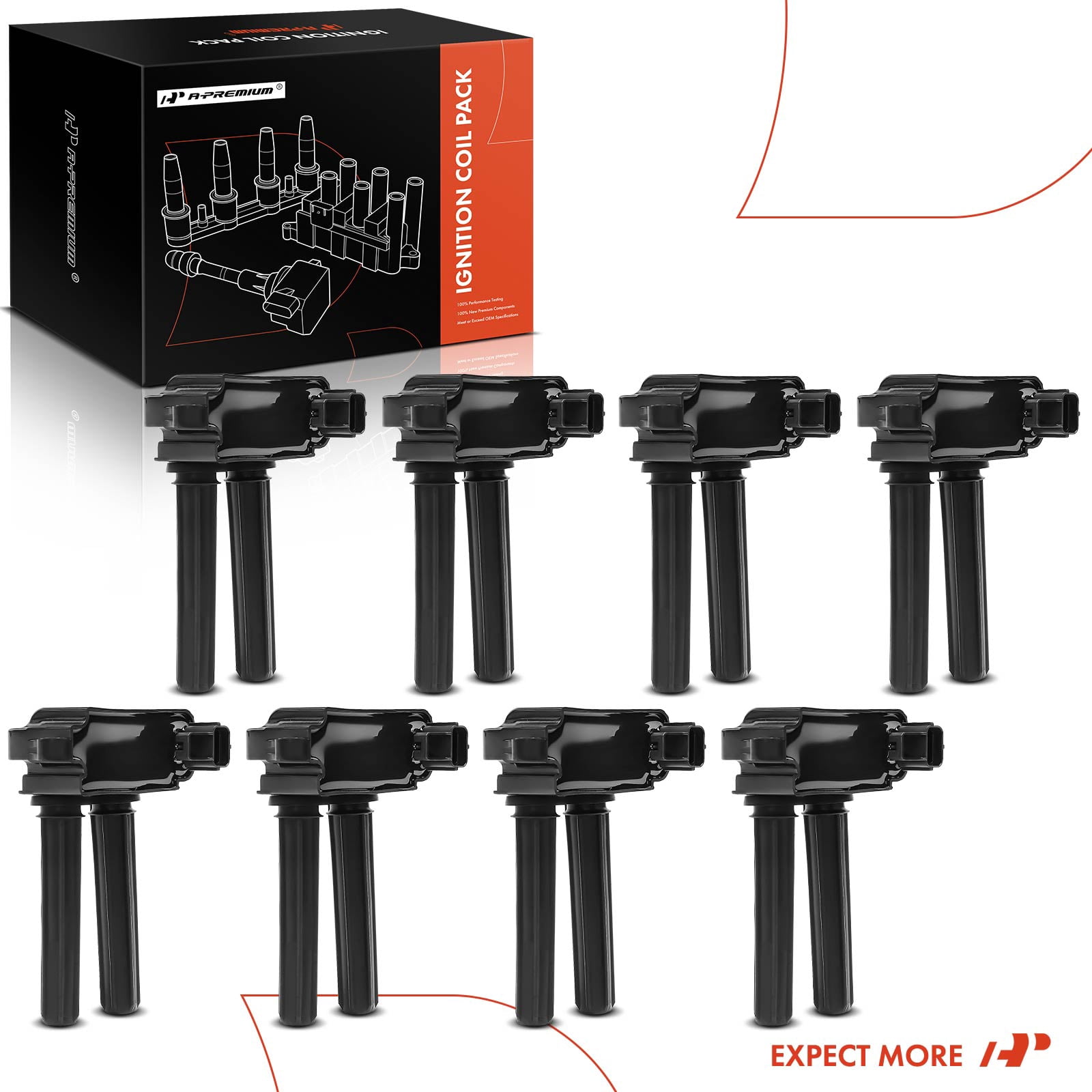 A-Premium Ignition Coils Pack Replacement for Jeep Grand Cherokee 2006-2015 300 Aspen Dodge Charger Durango Challenger Ram 1500 2500 3500 8-PC Set