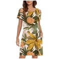thumbnail image 1 of PIMOXV Robes d'Été pour Femmes 2023 Décontractées à Fleurs Croisées Épaules Dénudées Col Rond Manches Courtes avec Poches Robe Mini Longues Robes de Maternité, 1 of 7
