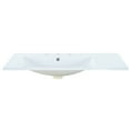 thumbnail image 2 of 36-inch Bathroom Basin, Left Offset Resin Counter, 3 Faucet Holes, White, 36" Basin Sink For Bathroom. Vanity Top With Holes. White. 35.22 In. Depth, 18.04 Width, 6.45 Height. 27.82 Lb. Simple, 2 of 2