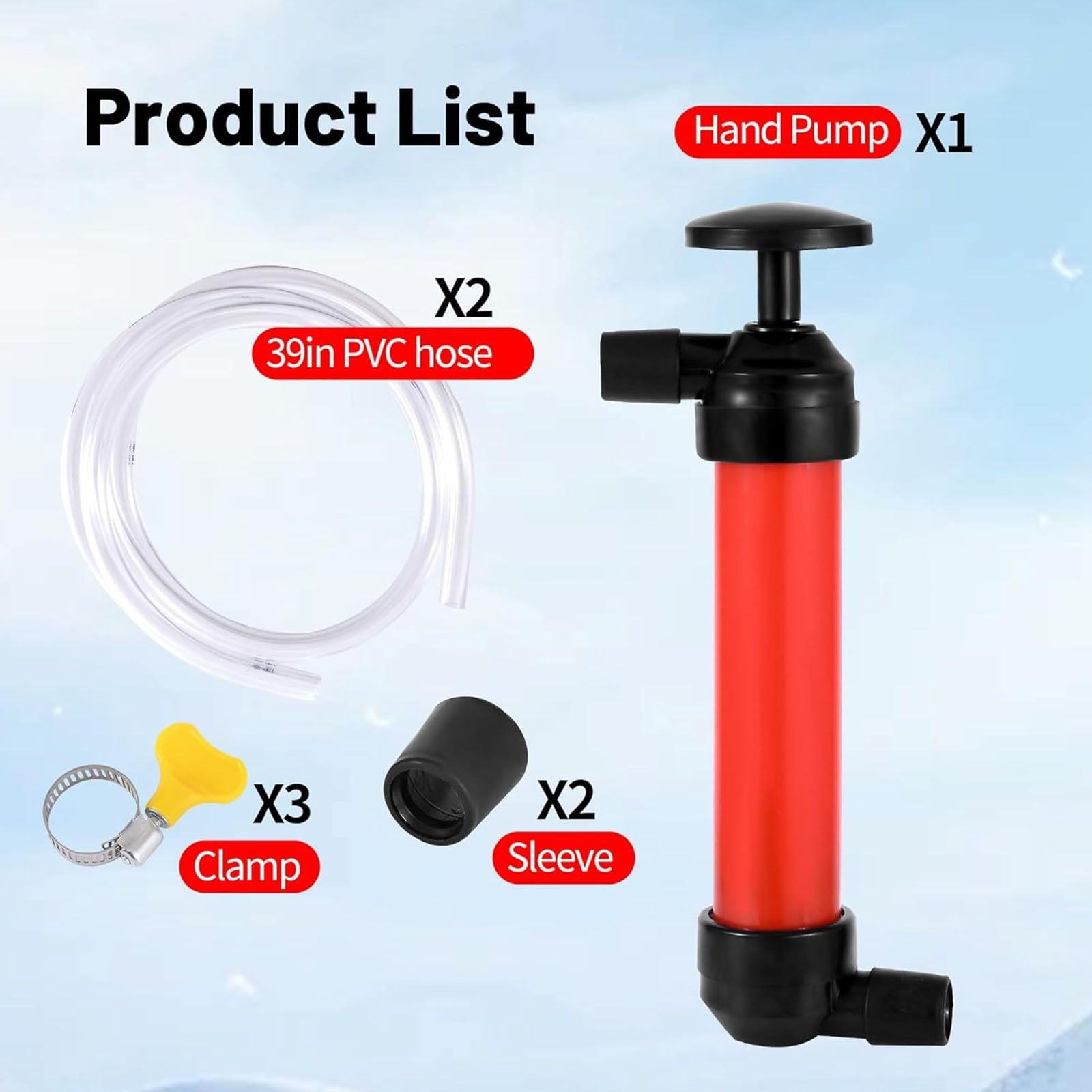 Manual Fuel Transfer Pump For Syphoning Gasoline Oil Or Water From Containers Includes Tubing For Easy Use