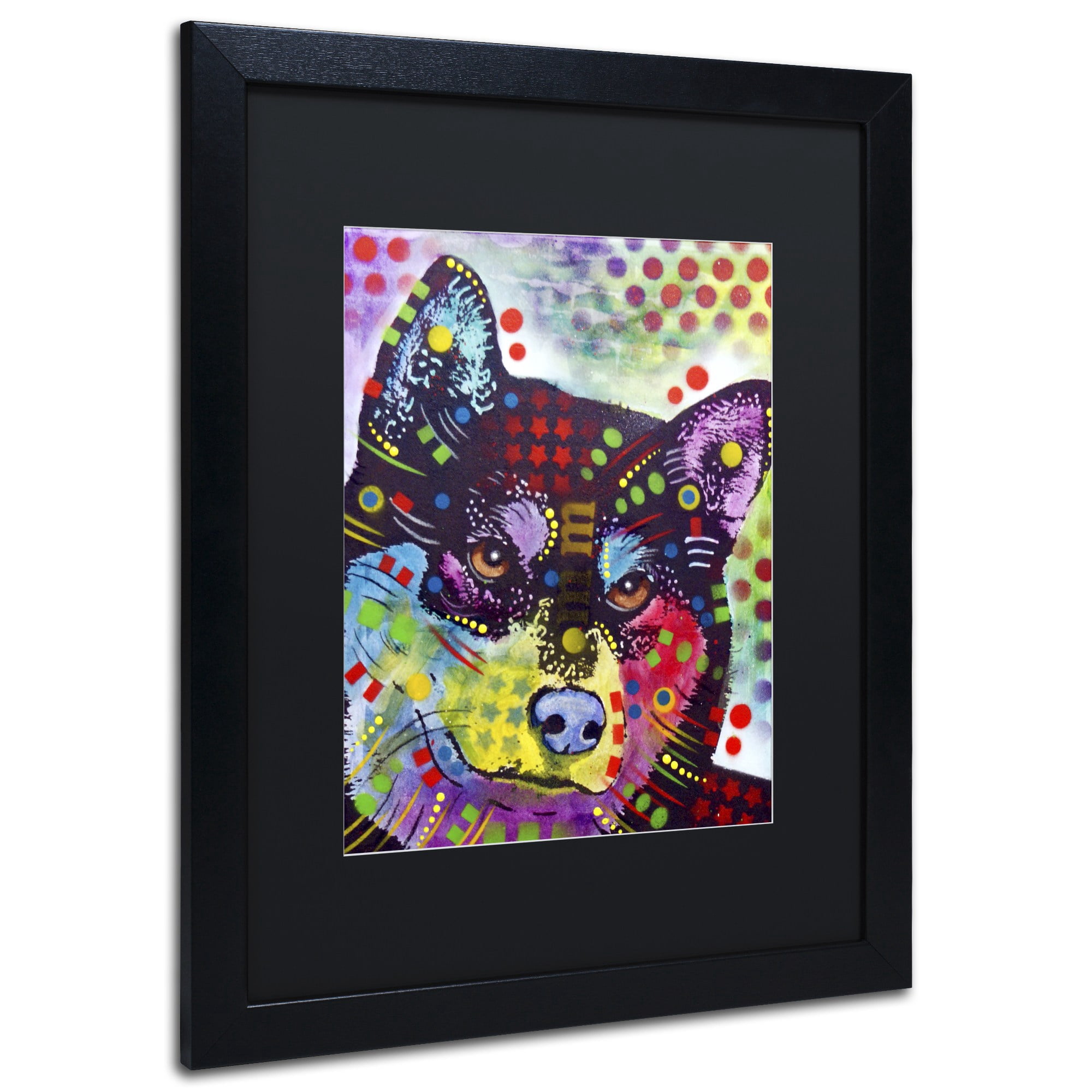 Trademark Fine Art "Shiba Inu" Canvas Art by Dean Russo, Black Matte, Black Frame