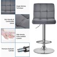 thumbnail image 3 of Bar Stools Set of 2, Adjustable Velvet Fabric Swivel Barstools, Modern Counter Stools with Back and Footrest, Counter Height Barstools for Bar, Kitchen, Dining Room, Dark Gray, 3 of 8