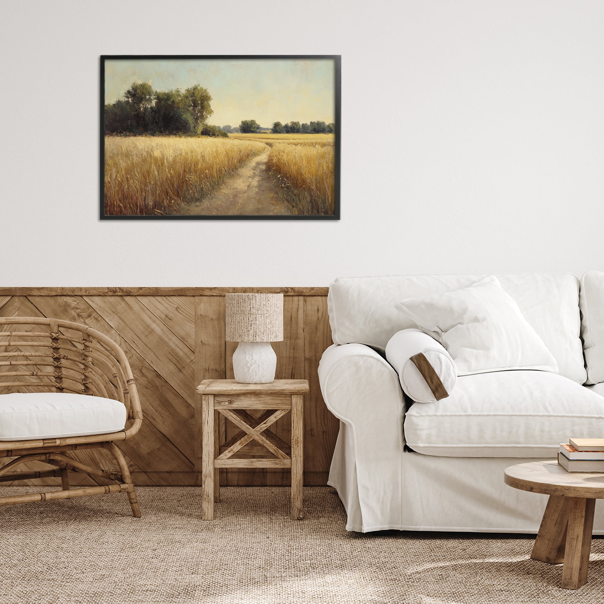Stupell Industries Sunlit Country Wheat Path Black Framed Giclee Art, design by Petal Prints Design