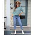 thumbnail image 6 of Womens Crewneck Pullover Striped Sweaters Long Sleeve Casual Winter Tops Color Block Loose Fit Warm Clothes Blue L, 6 of 8