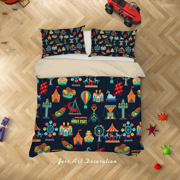 3D Colorful Playground Parachute Quilt Cover Set Bedding Set Duvet Cover