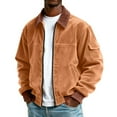 thumbnail image 2 of Men's Plus Size Colorblock Corduroy Jacket - Casual Sports Style with Pocket & Zipper, Light Brown, M, 2 of 5