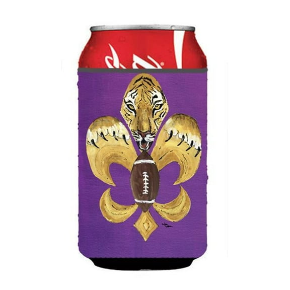 Tiger Football Fleur De Lis Can Or Bottle  Hugger 8205 - 12 oz.