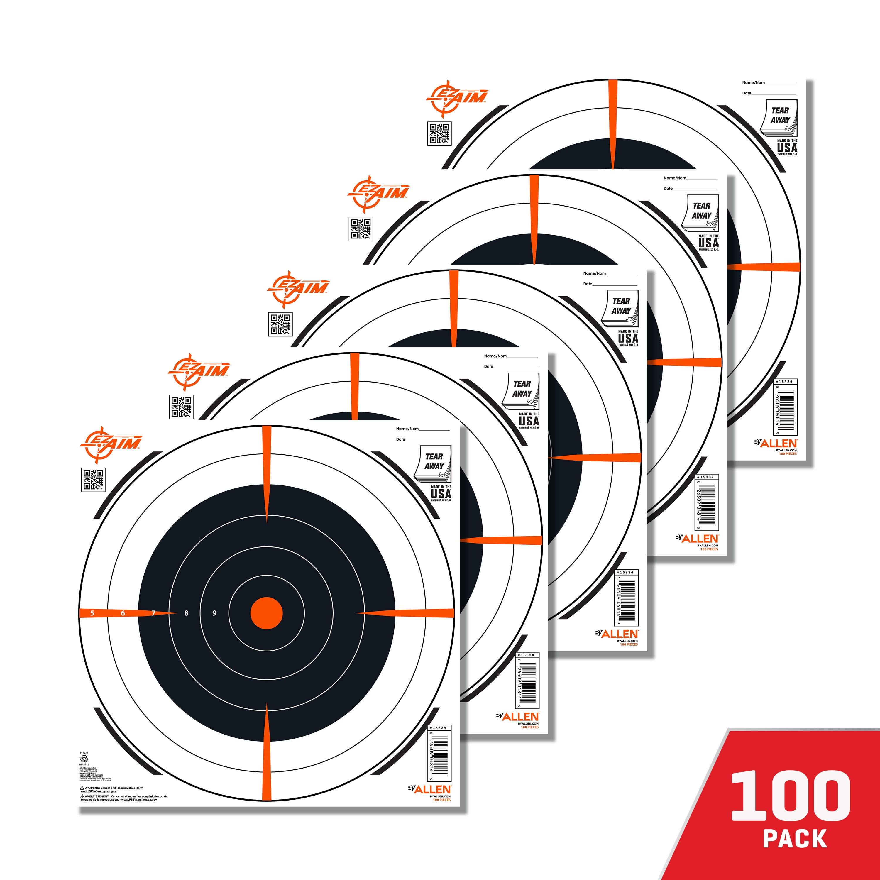 Ez Aim Bullseye Paper Shooting Targets by Allen Company, 12