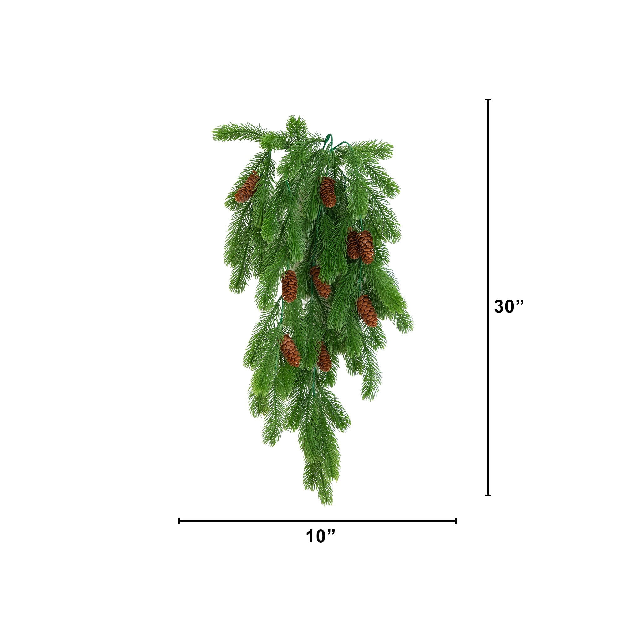 30in. UV Resistant Artificial Christmas Pine & Pinecone Hanging Plant (Indoor/Outdoor) - Set of 3