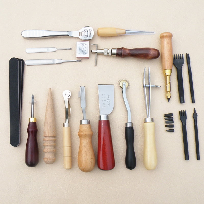 Carving Leather Craft Sets Handmade Sewing Cutting Tool 18 pieces set