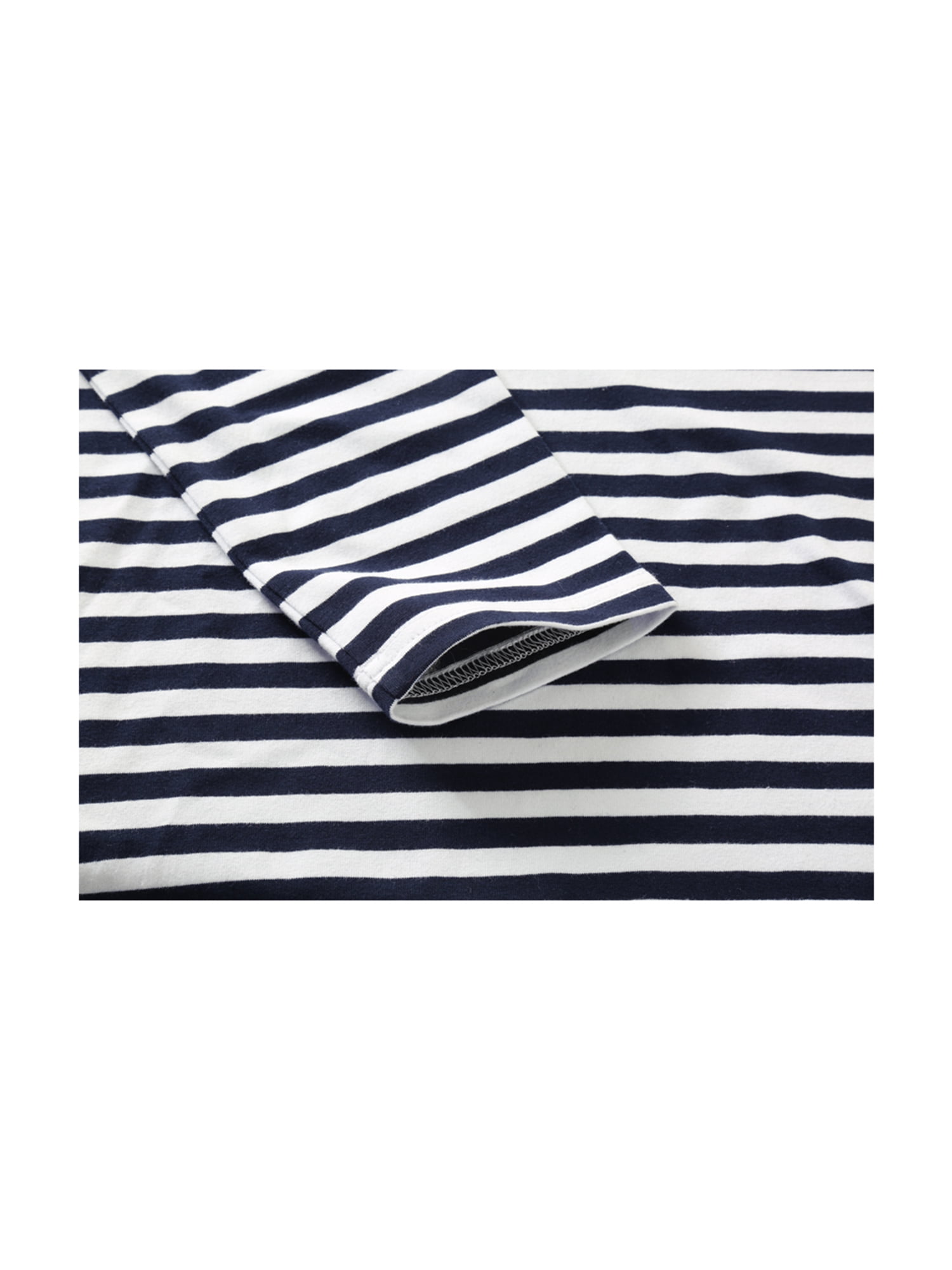 Unique Bargains Men's Long Sleeve Pullover Top Crew Neck Striped T-Shirts 50 Navy Blue