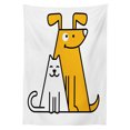 thumbnail image 3 of Ambesonne Cartoon Tablecloth Rectangular Table Cover, Cats and Dogs Friends, 52"x70", Black White and Apricot, 3 of 4
