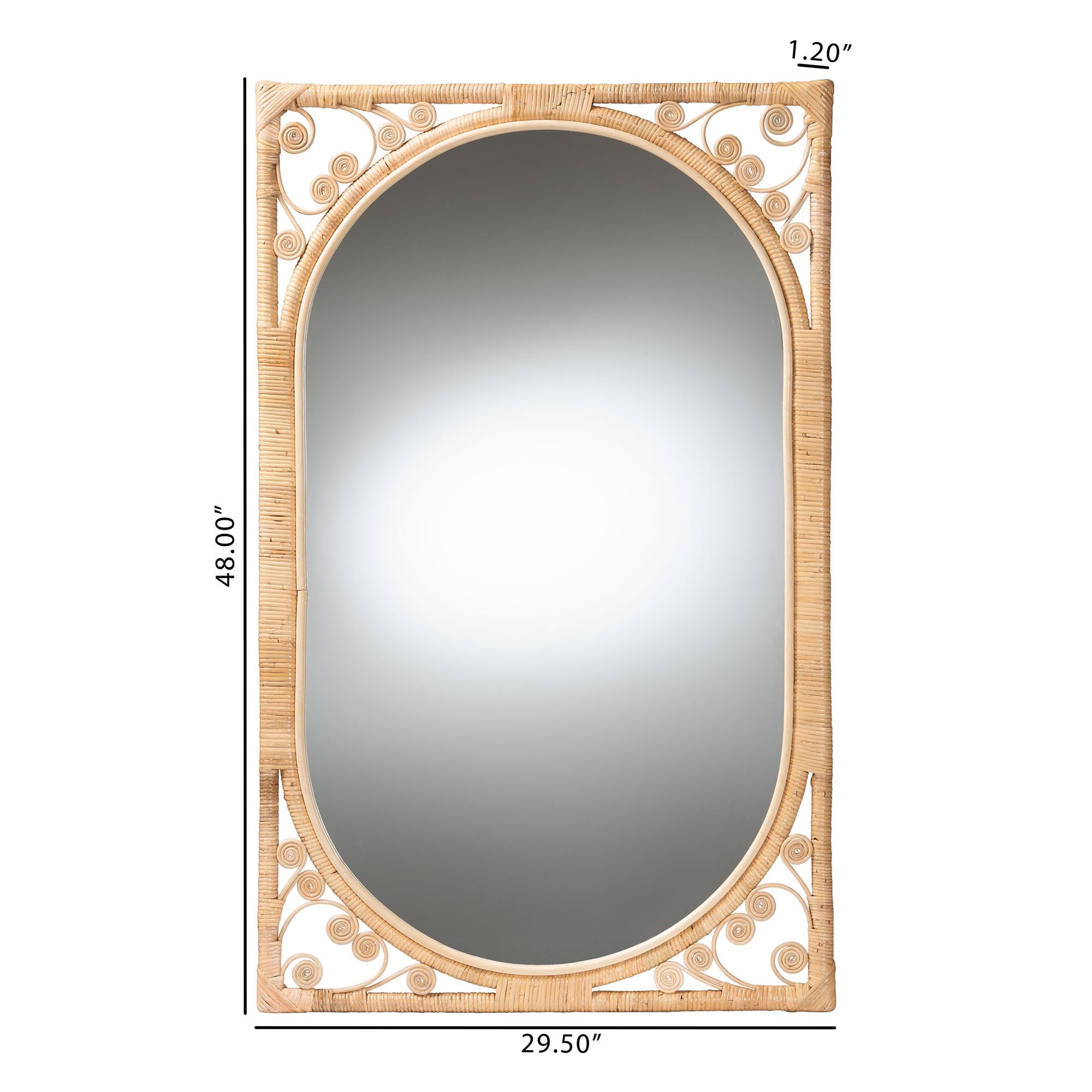 bali & pari Isley Rattan BOHO Mirror, Natural Brown