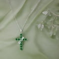 thumbnail image 2 of YIFSIY Rotated Crown Cross Necklaces 925 Sterling Silver Round Cut May Emerald Faith Cross Birthstone Pendant Necklace for Women, 2 of 7