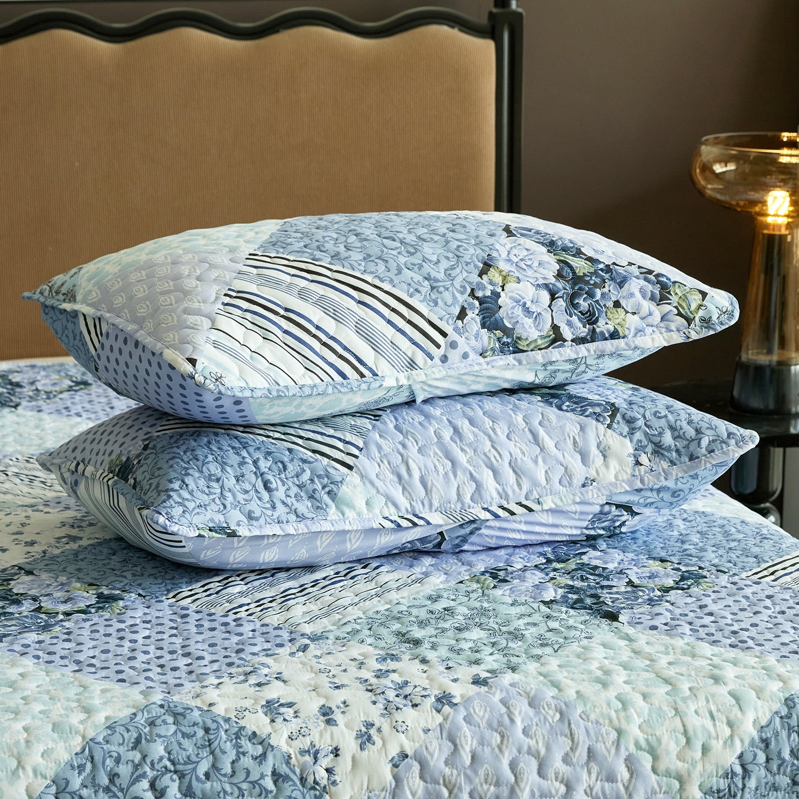ANMINY Reversible Floral Coverlet Bedding Set - Twin All-Season Soft Polyester Quilt with Pillowcase | Vibrant Floral Design & Easy Care