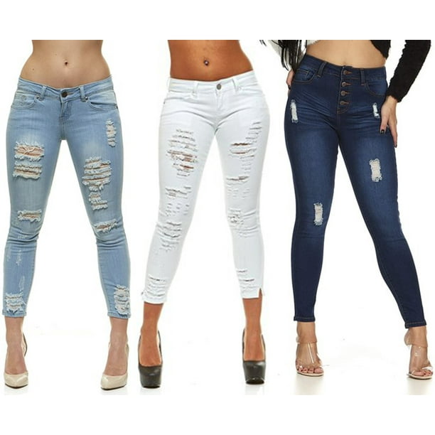VIP Jeans Juniors plus exposed button high rise Cute Ripped Skinny ...