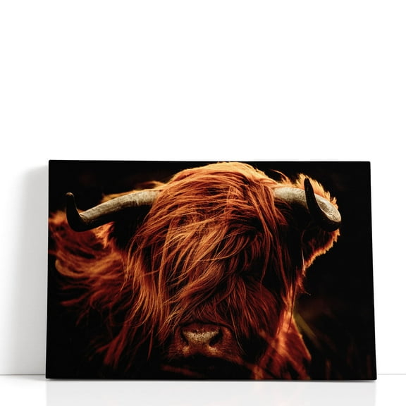 A Close-Up of Highland Cows - Wrapped Canvas Print Wall Art | 18" W x 12" H