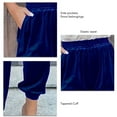 thumbnail image 4 of Elastic Waist, Side Pockets, Straight Leg, Pure Color Casual Style Blue XXL Women's Tapered Cuff Pants, 4 of 5