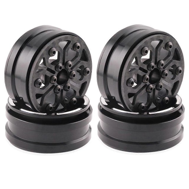 4Pcs Carbon Fiber 1.9inch Beadlock Wheel Rim Wheel Hub for 1/10 RC Crawler Car Axial SCX10 TRX4 A