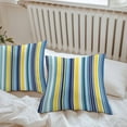 thumbnail image 4 of Blue Yellow Colorful Stripes Outdoor Pillow Covers Set of 2 Summer Classic Stripes Waterproof Throw Pillow Case Decorative Square Cushion Cover for Patio Couch Garden Balcony, 26"x26", 4 of 9