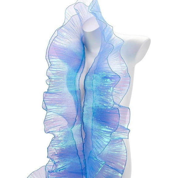 11 Yards Organza Ruffled Fabric Ruffle Retro Organza Fabric Trim Edge Gather Ruffle Trim for Applique Sewing Craft Dress Bag Costume Decor (Blue)