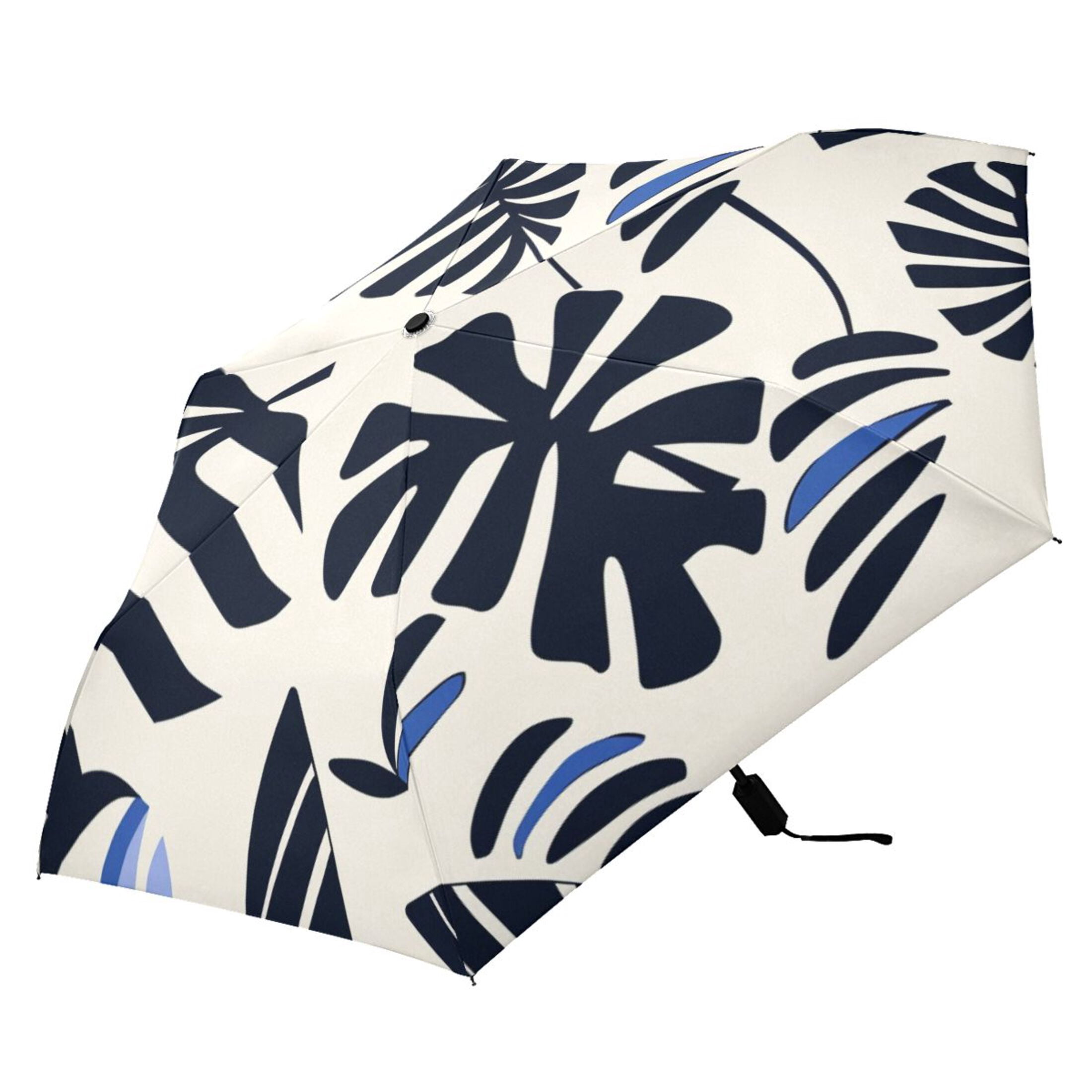 ALAZA Retro Palm Leaves UPF 50+ Compact Folding Umbrella for Rain Travel Umbrella Packable