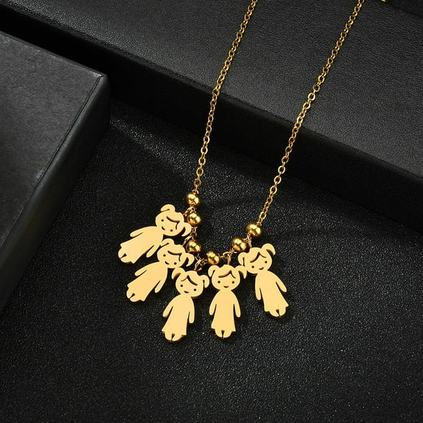 Colgante de acero inoxidable para niños y niñas, collar personalizado para mujeres y niños, collares con cuentas de fecha y nombre grabado, regalo de joyería familiar Dengxun unisex
