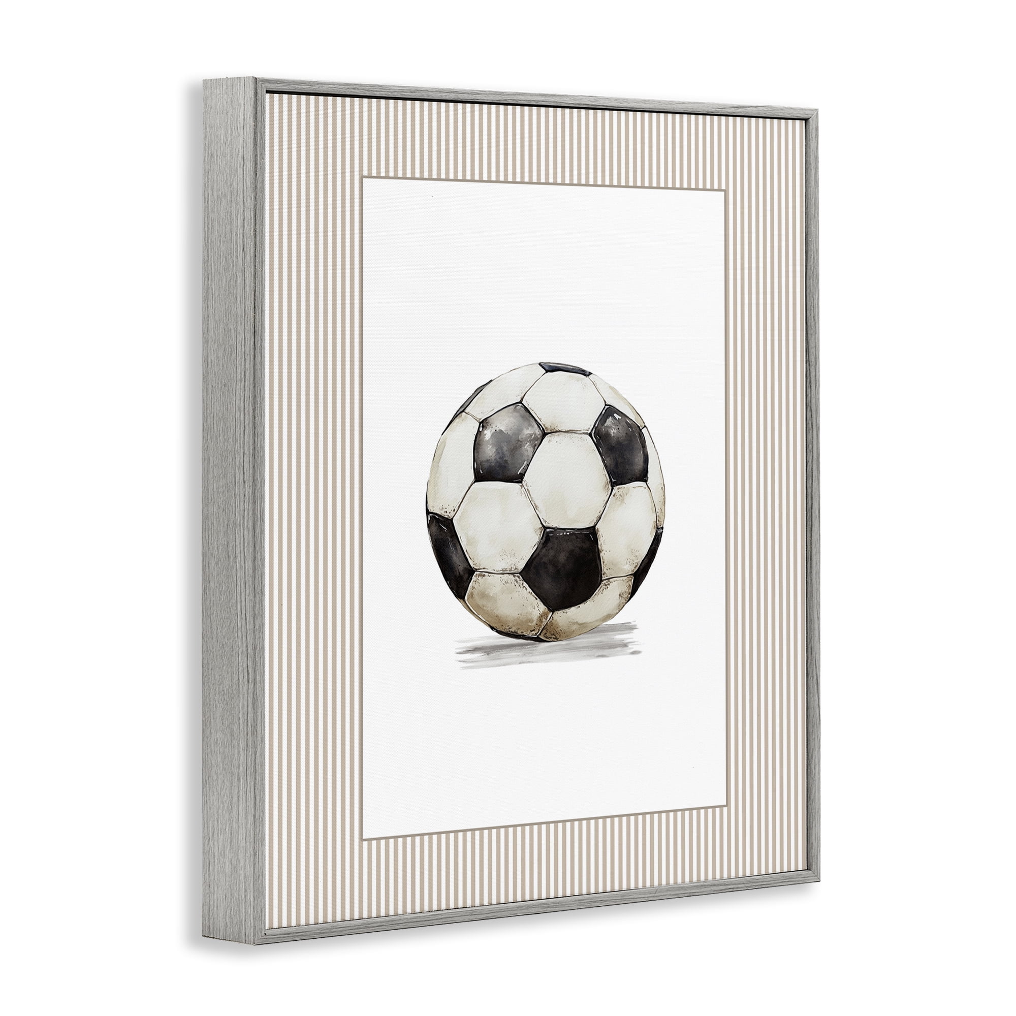 Stupell Industries Vintage Sports Soccer Ball Gray Framed Giclee Art, design by Christine Simpson Art