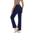 thumbnail image 4 of Hanerdun Womens Bootcut Yoga Pants Flare Legging with Pockets High Waist Lightweight Bottoms Workout Activewear Navy Blue M, 4 of 8