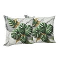 thumbnail image 5 of Ambesonne Monstera Throw Pillow Cover Pack of 2, Marble Boho Mid Century, 2 Pcs-20"x20", Pale Grey Fern Green, 5 of 5