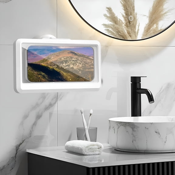 GJX Shower Phone Holder Waterproof, Anti-Fog Touch Screen Shower Phone Case, Wall Mount Phone Holder for Shower Bathroom Mirror Bathtub