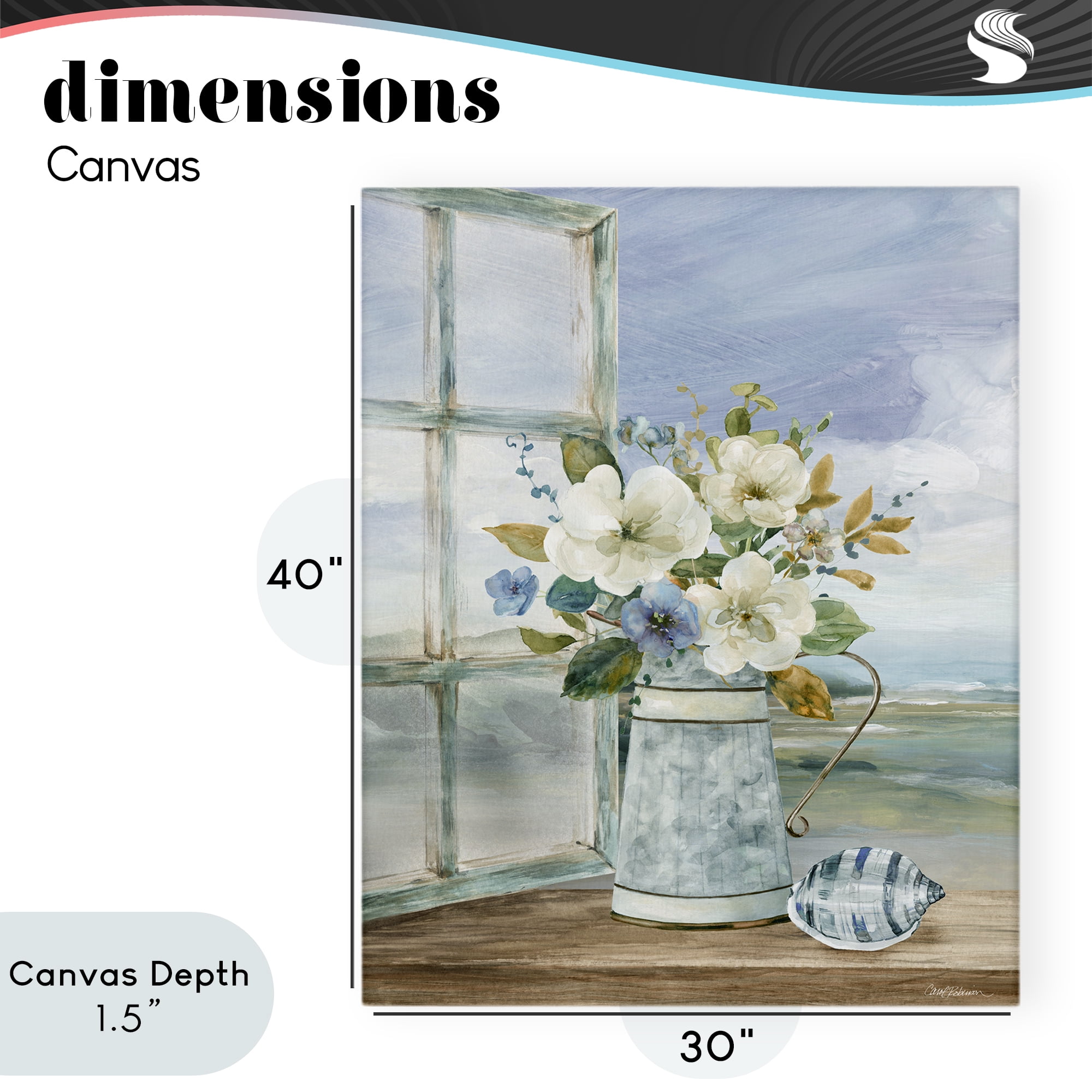 Stupell Industries Seaside Floral Bouquet Window Canvas Wall Art, design by Carol Robinson