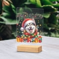thumbnail image 2 of Merry Christmas Santa Siberian Husky Scarf Twinkling Lights Xmas Holiday Acrylic Plaque Sign Ashwood Base Husky Dog Lover Gifts Home Desk Decor - 00022, 2 of 5