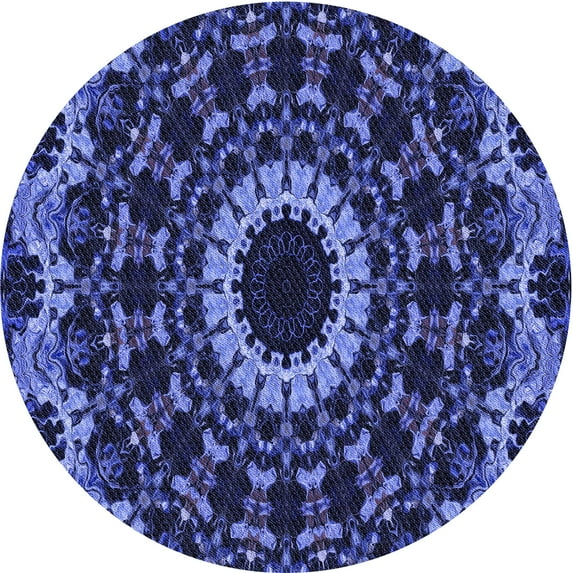 Ahgly Company Indoor Round Patterned Midnight Blue Area Rugs, 7' Round