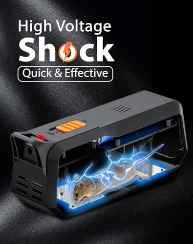 2 Pack Electric Mouse Trap Zapper with Powerful Voltage, Effective Electronic Mouse Traps Indoor for Home, No-Touch Disposal, Reusable Mice Catcher for Kitchen, Living Room and More (Black)