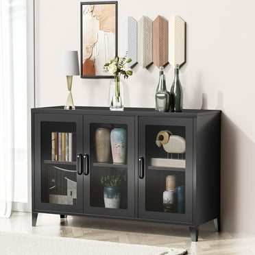 HOMCOM Modern Sideboard with Rubberwood Top, Buffet Cabinet with ...