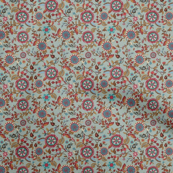oneOone Cotton Jersey Gray Fabric Asian Suzani Craft Projects Decor Fabric Printed By The Yard 58 Inch Wide