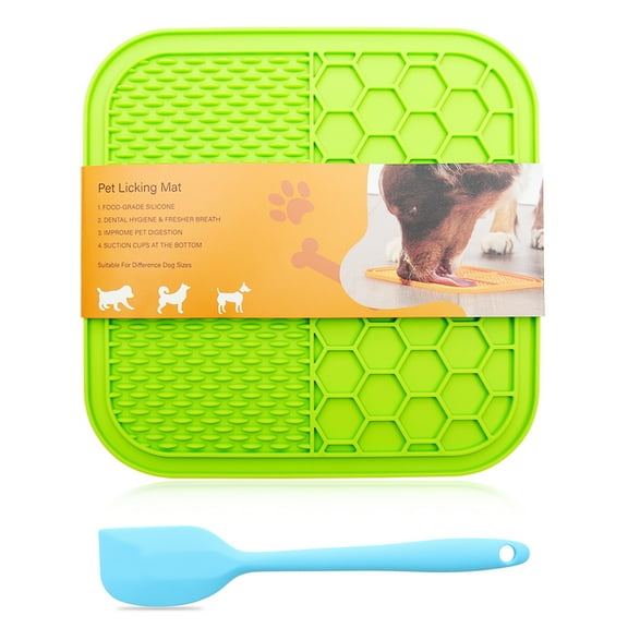 Dog Licking Mat with Suction Cups - Food Slow Feeder Pad for Dog Anxiety Relief(Green)