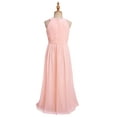 thumbnail image 3 of Yartina Kids Flower Girls Dress Chiffon Pleated High-Waisted Long Maxi Dress for Bridesmaid Wedding Pearl Pink 14, 3 of 6