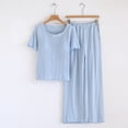 thumbnail image 2 of Bixock Women's 2 Piece Pajama Set,Built in Bra Sleepwear Suits,Solid Set with Built-in Bra Knit Short Sleeve Pants Loungewear, 2 of 5
