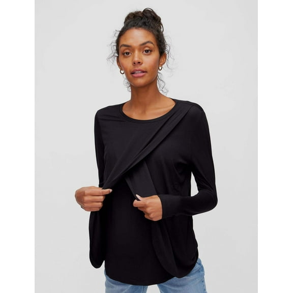 Motherhood Maternity Pull Over Long Sleeve Nursing Tee