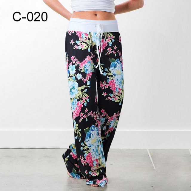 RWJDXD Pantalon de Plage Ample et Confortable pour Femmes, Imprimé Floral, Large, Mode Été