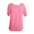 thumbnail image 3 of OSOLU Solid Color Women Summer Casual Stripe Short Sleeve Pocket T-Shirt Tee Tops Relaxed Fit Dailywear, 3 of 3