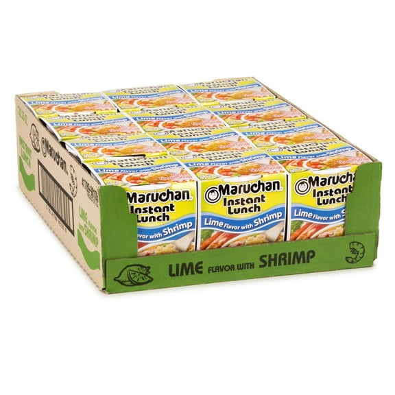 Maruchan Instant Lunch Lime with Shrimp, Ramen Noodle Soup, Microwaveable Meal, 2.25 Oz, 12 Count C110